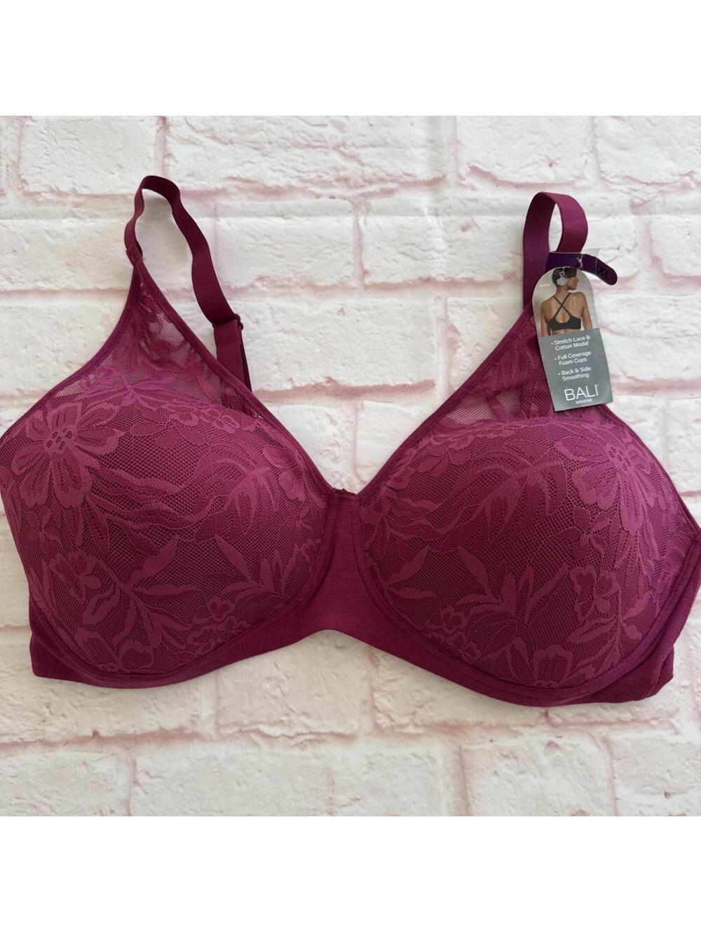 NWT 2X Bali Breathe Wire Free Bra Maroon  42DD 44C 44D 44DD  # DF7594
